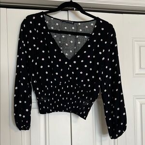 Black Polka Dot Women's Top
